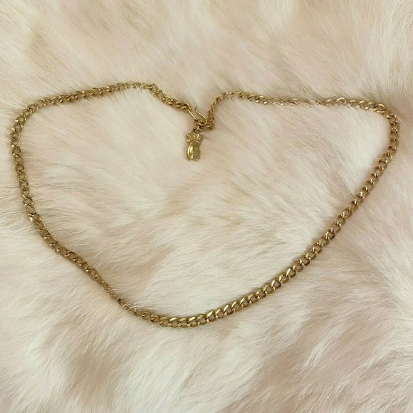 VINtage Emmons Chain Link Necklace Gold Tone Metal Signed Dainty 6079 - Picture 2 of 10